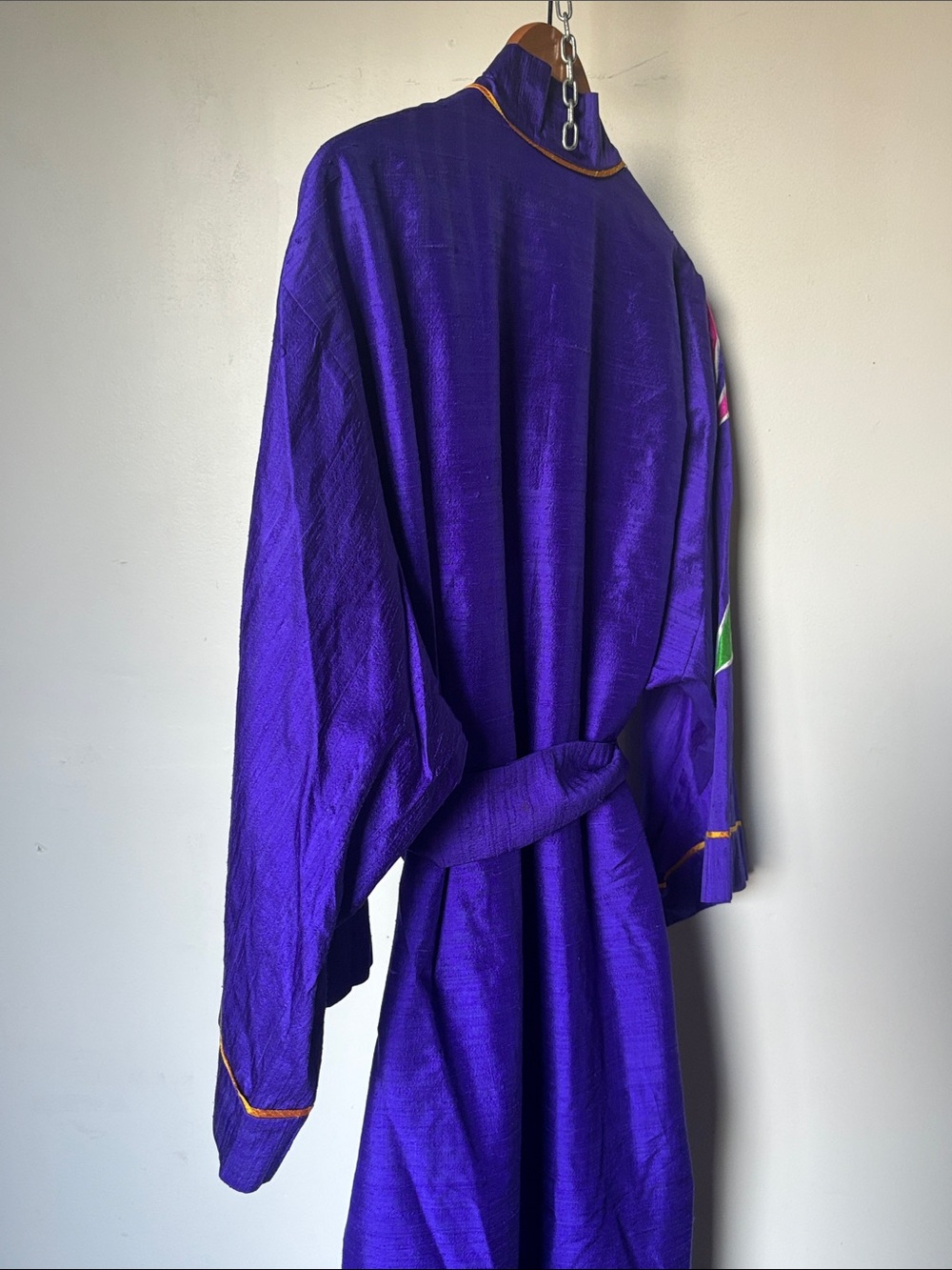 Vintage Natori 100% Silk Floral Embroidered Robe Coverup Coat - Picture 8 of 10